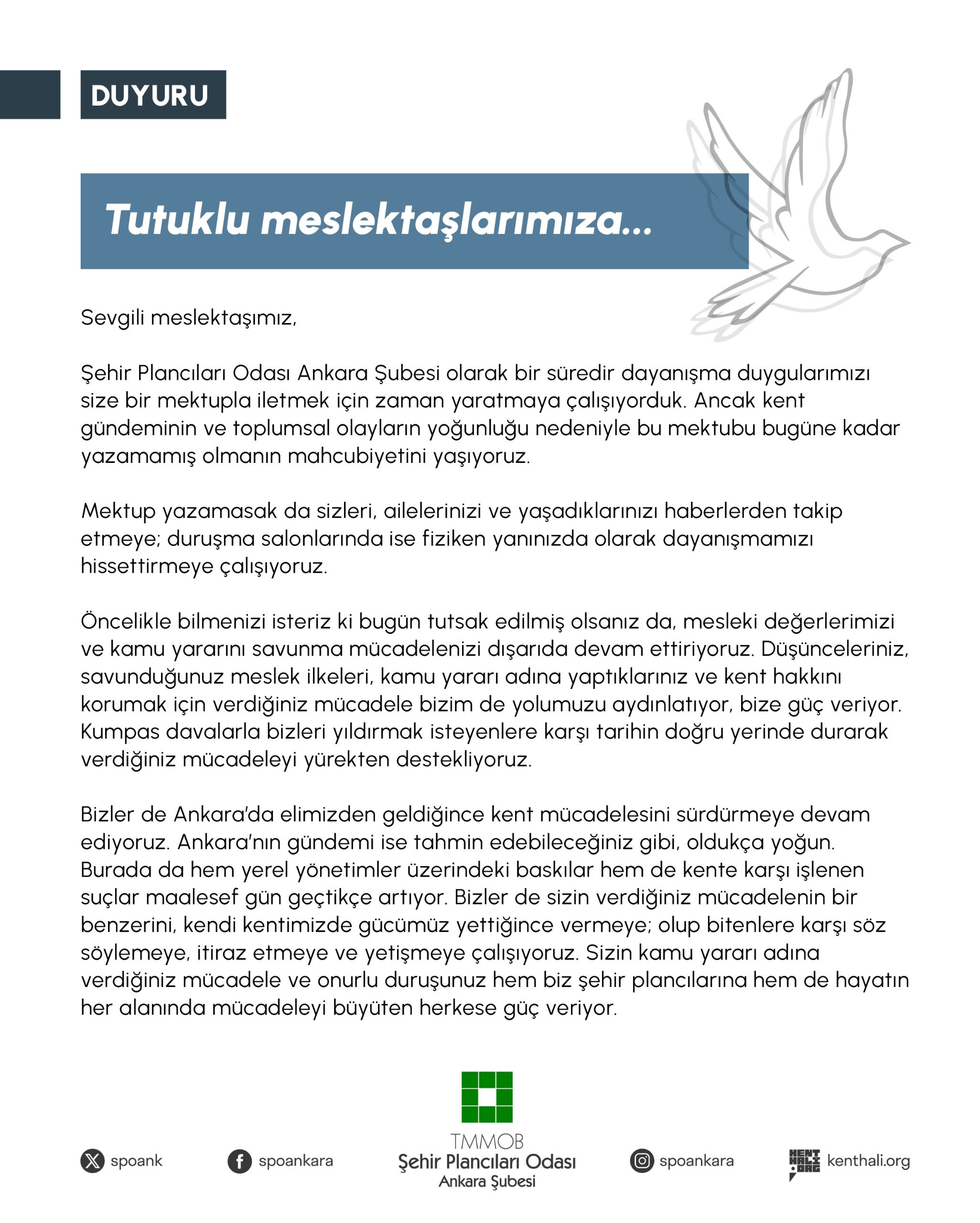 Tutuklu Meslektaşlarımıza