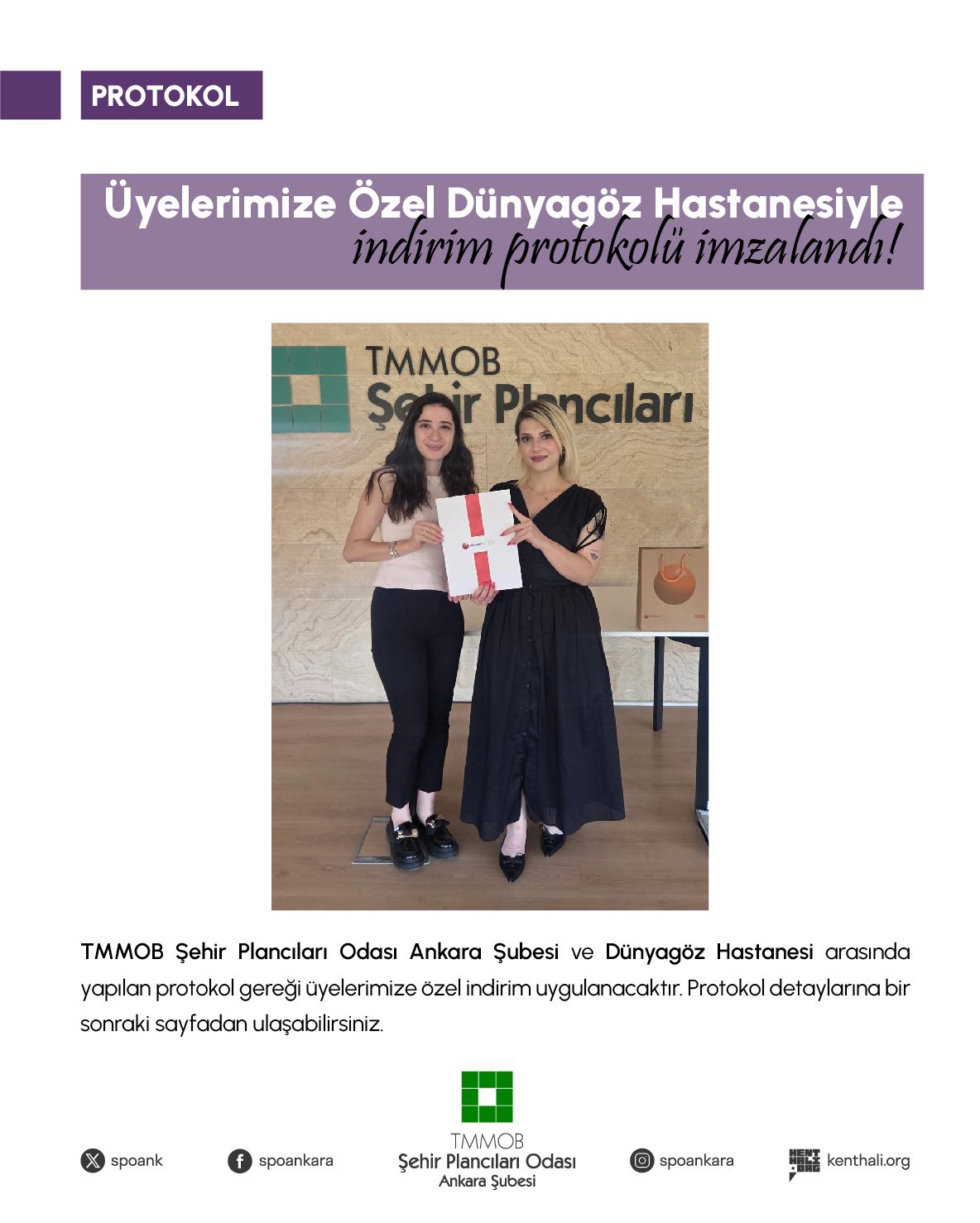 Üyelerimize Özel Dünyagöz Hastanesiyle İndirim Protokolü İmzalandı!