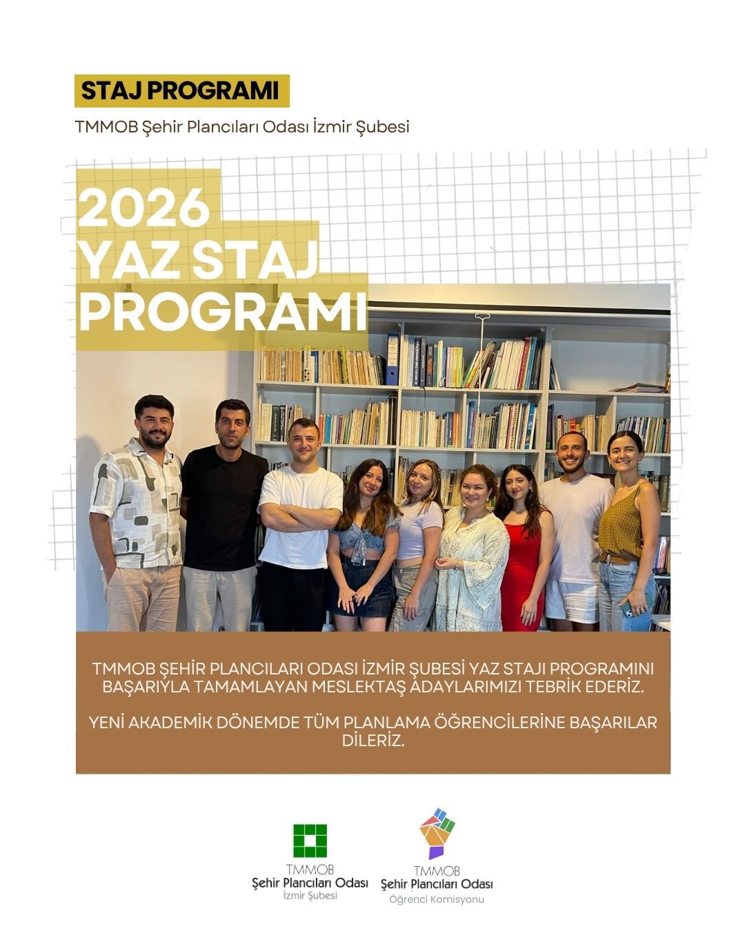 TMMOB ŞEHİR PLANCILARI ODASI İZMİR ŞUBESİ 2026 YAZ STAJ PROGRAMI TAMAMLANDI