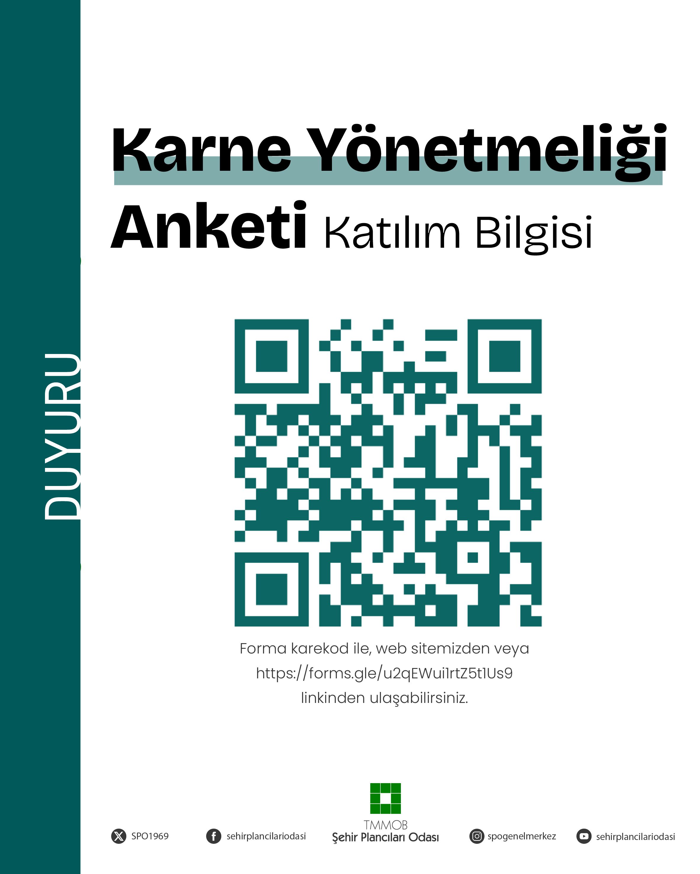 Karne Yönetmeliği Anketi Hakkında Duyuru