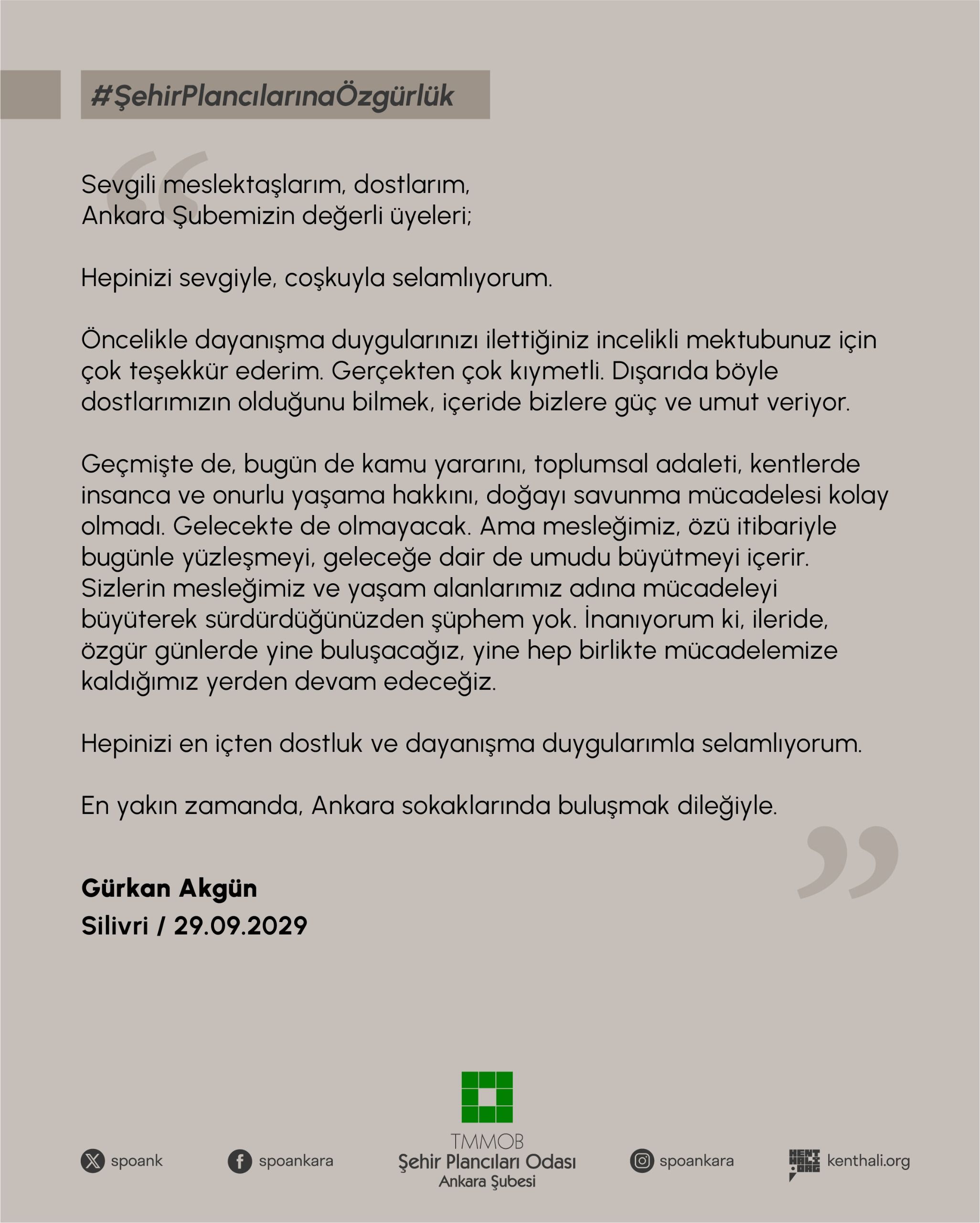 Gürkan Akgün'den Mektup Var!