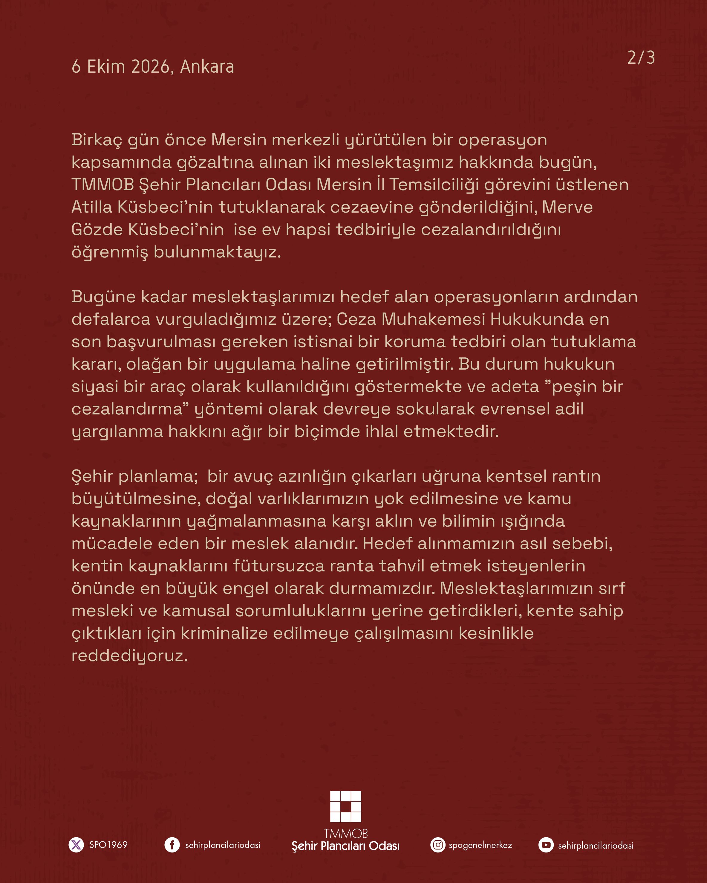 HUKUKSUZ TUTUKLAMALARA ALIŞMIYORUZ: MERSİN İL TEMSİLCİMİZ VE TUTUKLU BULUNAN TÜM MESLEKTAŞLARIMIZ SERBEST BIRAKILMALIDIR.