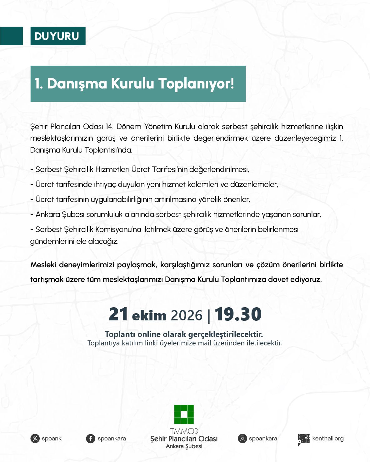 1. Danışma Kurulu Toplanıyor!