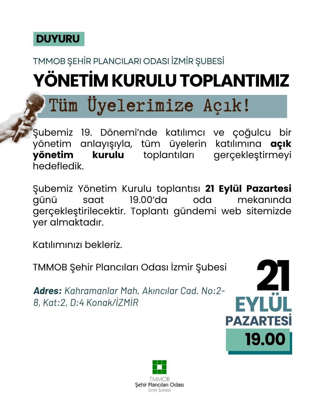YÖNETİM KURULU TOPLANTIMIZ TÜM ÜYELERİMİZE AÇIK!