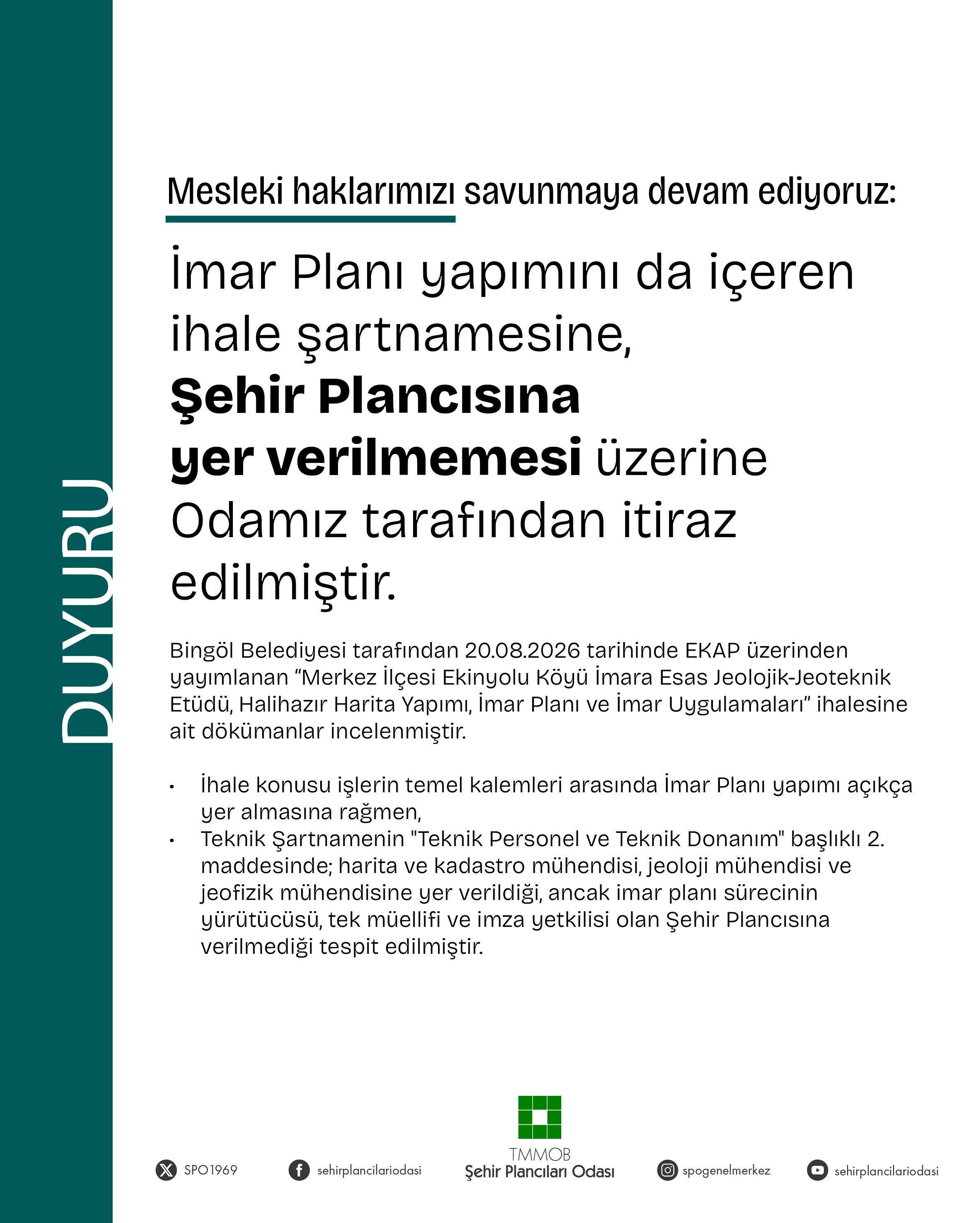İhale Şartnamesine İtiraz Edilmiştir!