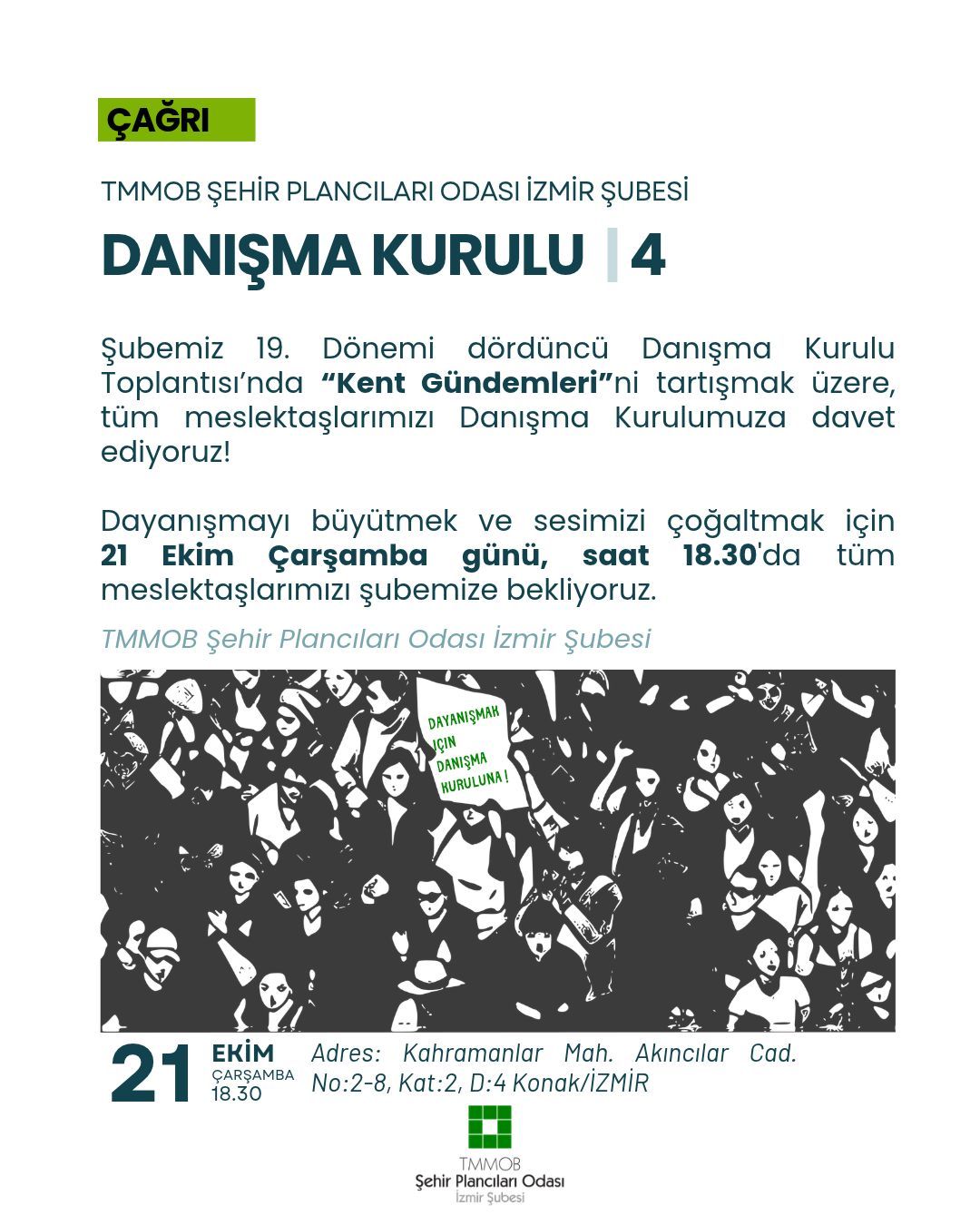 ŞUBEMİZ 4. DANIŞMA KURULUNA ÇAĞRI! 