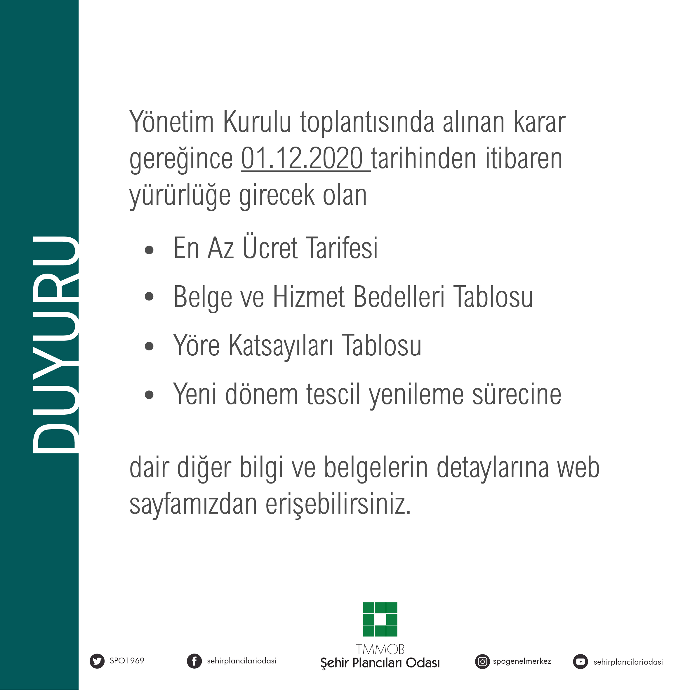2021 YILI SERBEST ŞEHİRCİLİK BÜROLARI TESCİL YENİLEME İŞLEMLERİ HK.