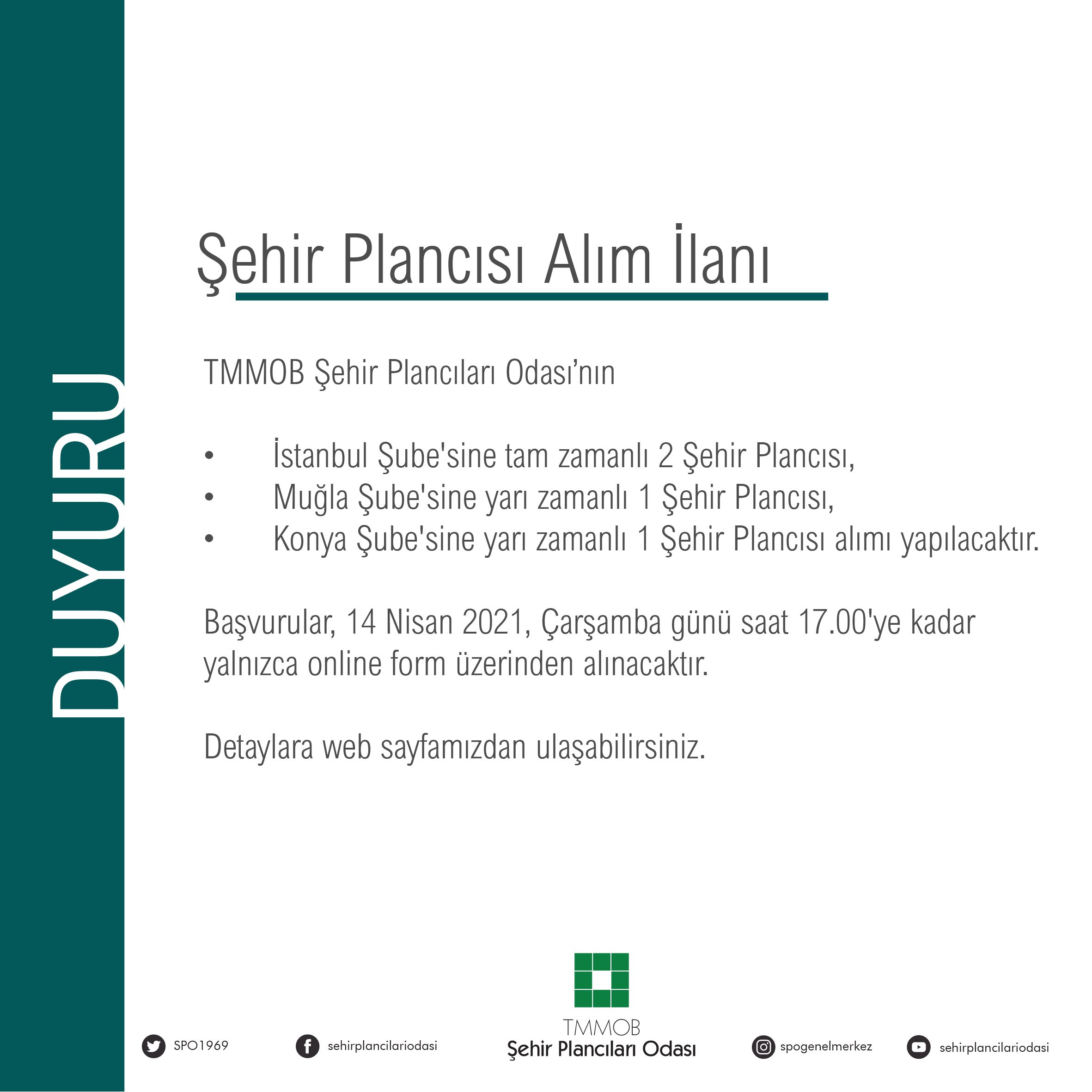 ŞEHİR PLANCISI ALIM İLANI