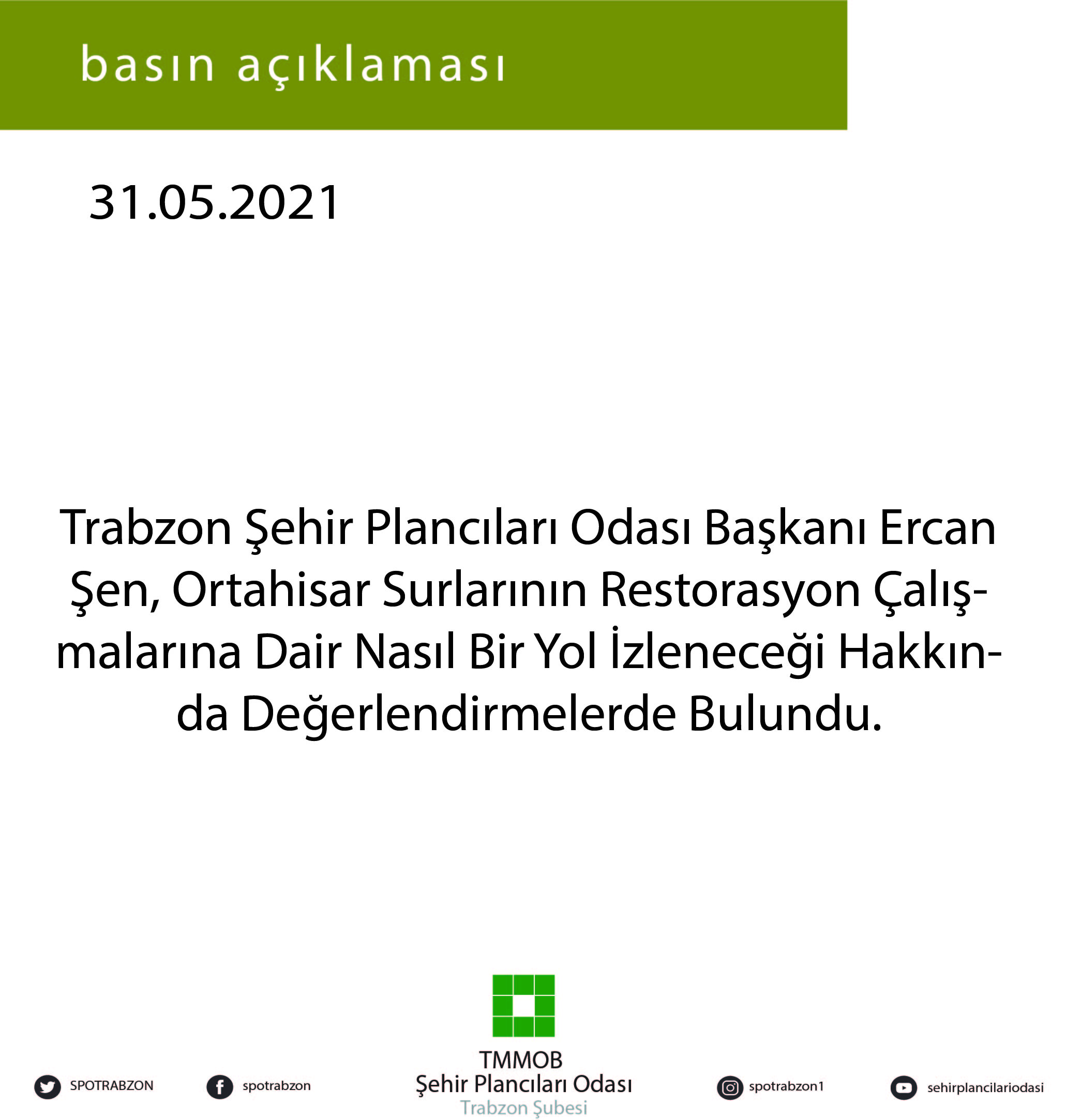 TRABZON ŞEHİR PLANCILARI ODASI BAŞKANI ERCAN ŞEN, ORTAHİSAR SURLARININ RESTORASYON ÇALIŞMALARINA DAİR NASIL BİR YOL İZLENECEĞİ HAKKINDA DEĞERLENDİRMELERDE BULUNDU.