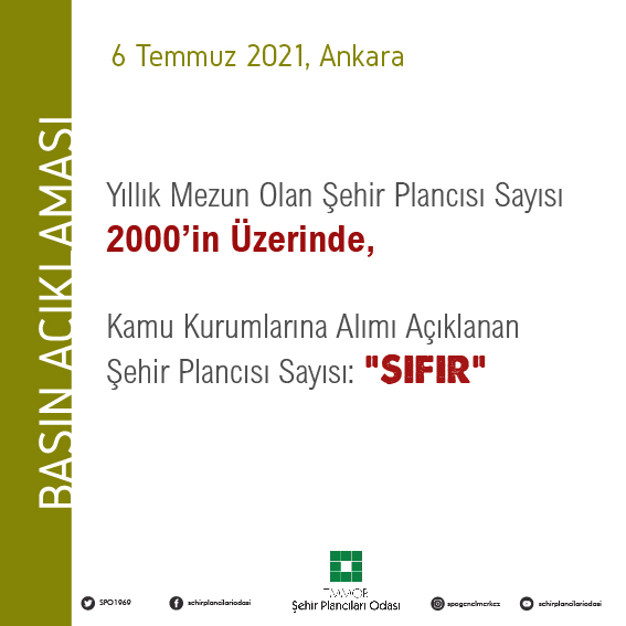 YILLIK MEZUN OLAN ŞEHİR PLANCISI SAYISI 2000`İN ÜZERİNDE, KAMU KURUMLARINA ALIMI AÇIKLANAN ŞEHİR PLANCISI SAYISI "SIFIR"