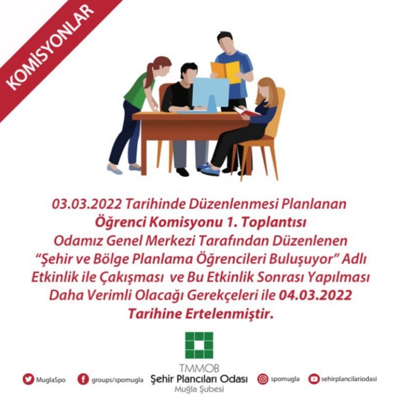 ÖĞRENCİ KOMİSYONU 1. TOPLANTISI ERTELENDİ