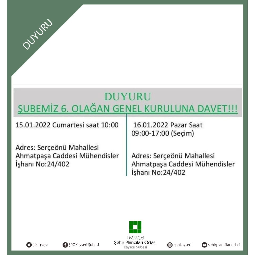 ŞUBE GENEL KURULUNA DAVET