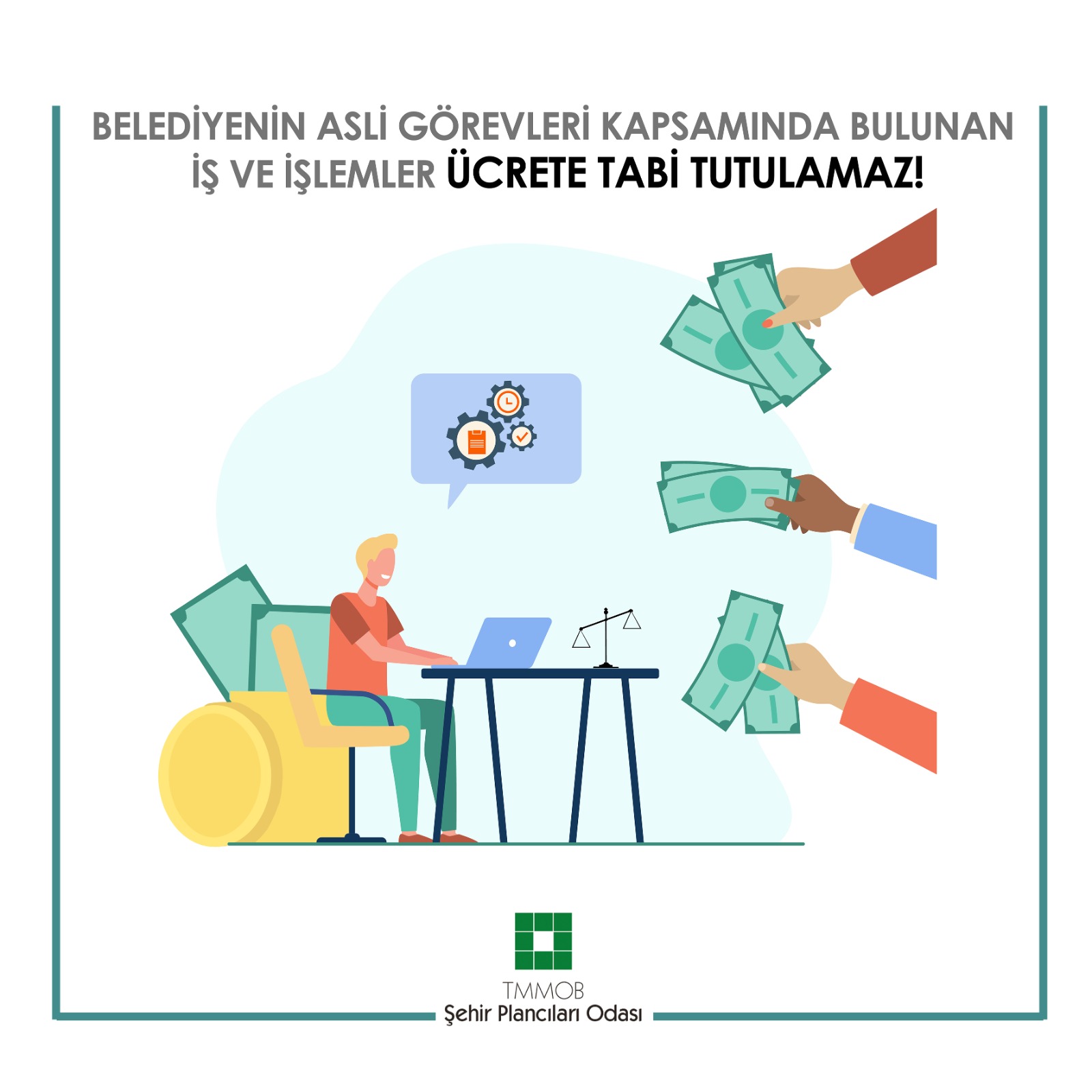 BELEDİYENİN ASLİ GÖREVLERİ KAPSAMINDA BULUNAN İŞ VE İŞLEMLER ÜCRETE TABİ TUTULAMAZ!