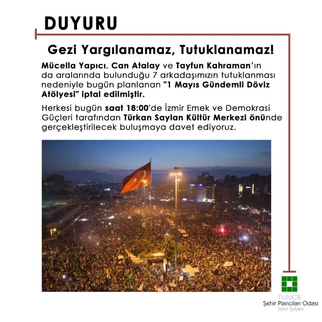  GEZİ YARGILANAMAZ, TUTUKLANAMAZ!