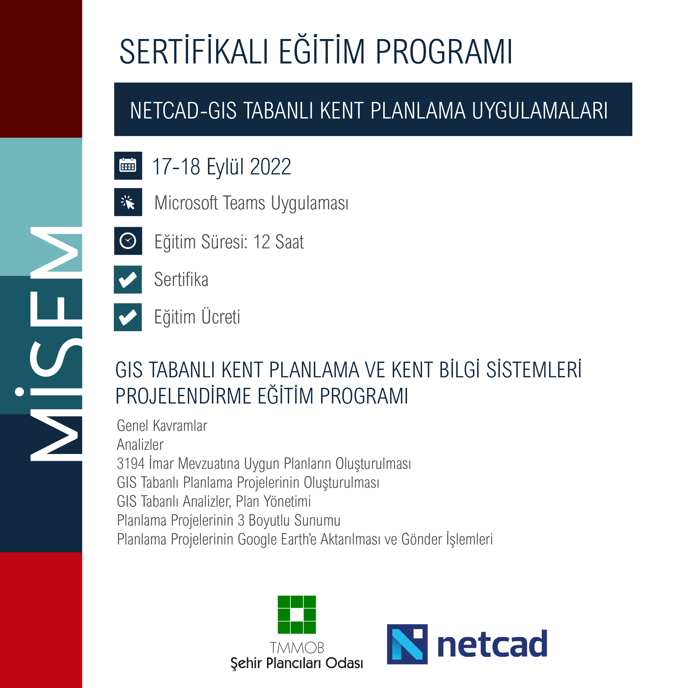 17-18 EYLÜL 2022 NETCAD EĞİTİMİ