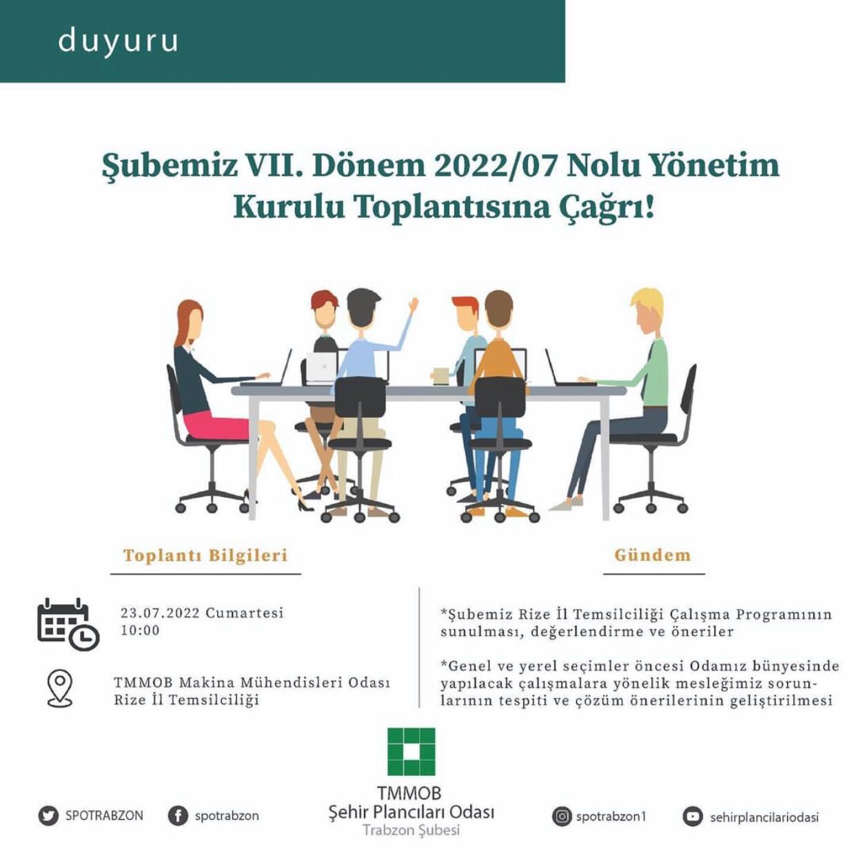 ŞUBEMİZ VII. DÖNEMİ 2022/07 NOLU YÖNETİM KURULU TOPLANTISI RİZE İL TEMSİLCİLİĞİMİZ ORTAKLIĞIYLA TÜM ÜYELERİMİZE AÇIK OLARAK GERÇEKLEŞTİRİLMİŞTİR.