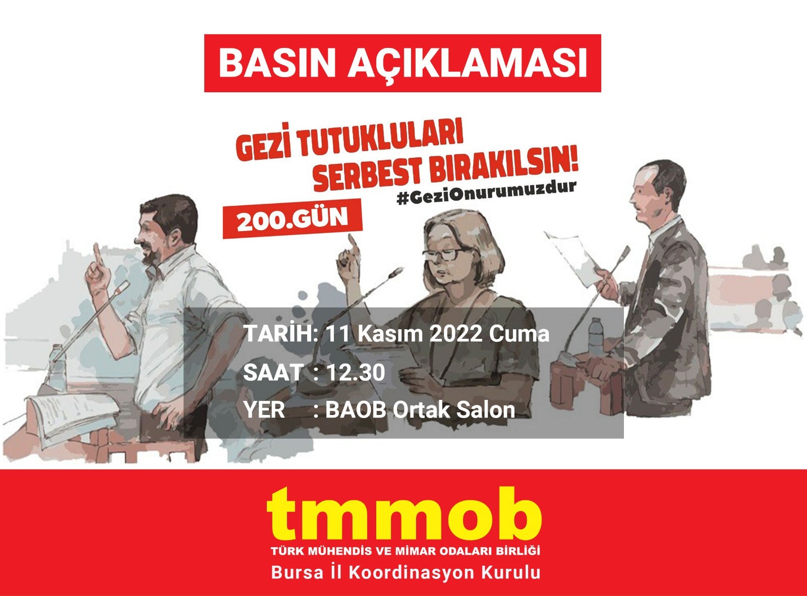 BASIN AÇIKLAMASI: GEZİ TUTUKLULARI SERBEST BIRAKILSIN