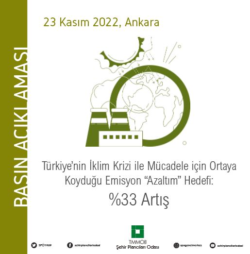 TÜRKİYE'NİN İKLİM KRİZİ İLE MÜCADELE İÇİN ORTAYA KOYDUĞU EMİSYON "AZALTIM" HEDEFİ: %33 ARTIŞ