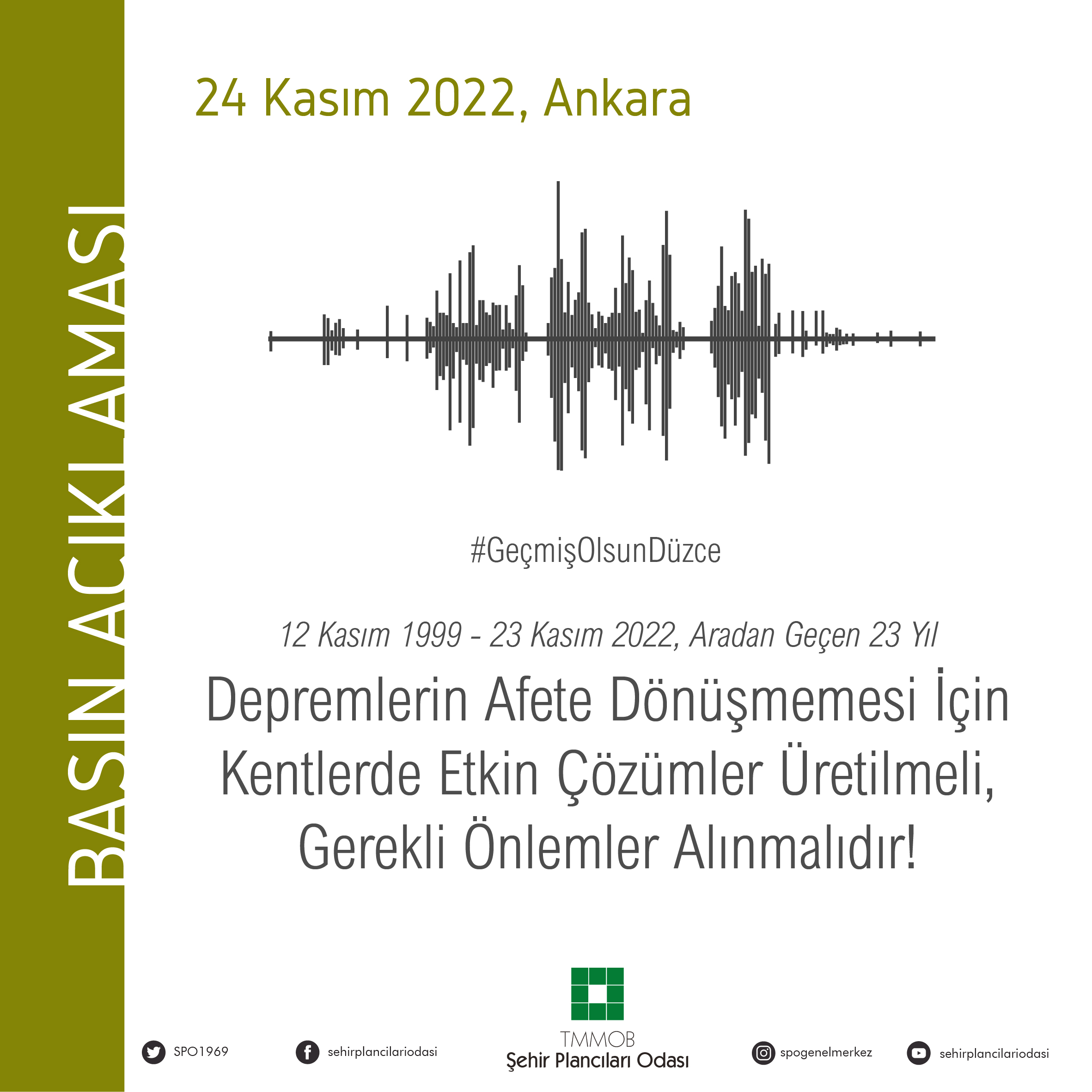 DEPREMLERİN AFETE DÖNÜŞMEMESİ İÇİN KENTLERDE ETKİN ÇÖZÜMLER ÜRETİLMELİ, GEREKLİ ÖNLEMLER ALINMALIDIR!