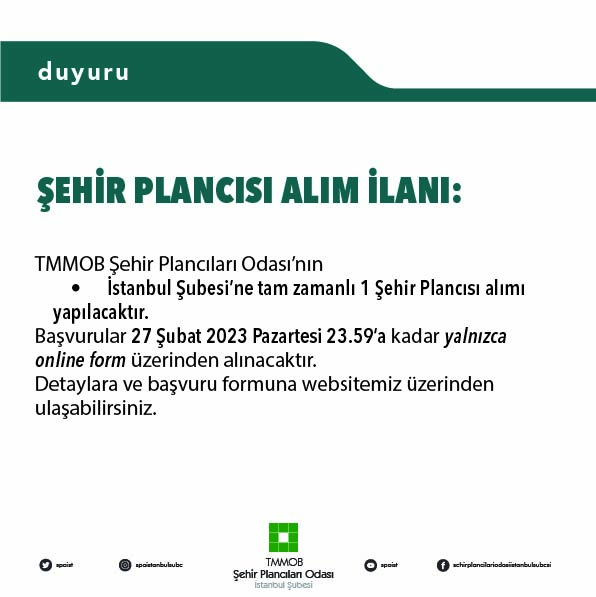 ŞEHİR PLANCISI ALIM İLANI