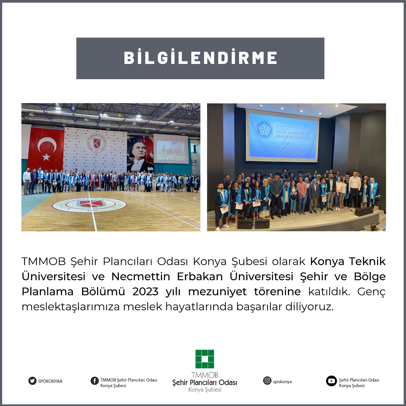 ŞEHİR VE BÖLGE PLANLAMA BÖLÜMÜ 2023 YILI MEZUNİYET TÖRENİNE KATILDIK!