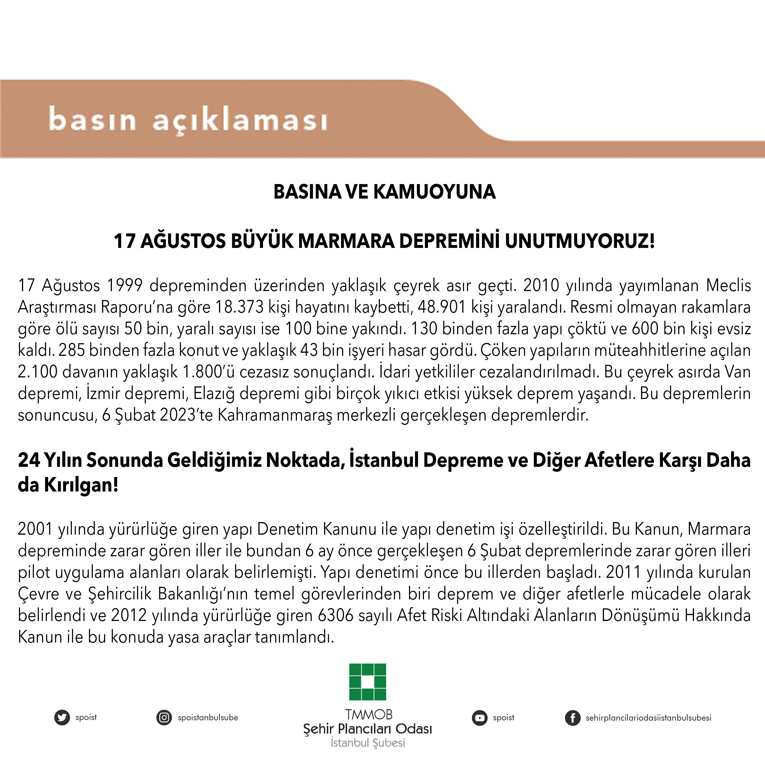 17 AĞUSTOS BÜYÜK MARMARA DEPREMİNİ UNUTMUYORUZ!