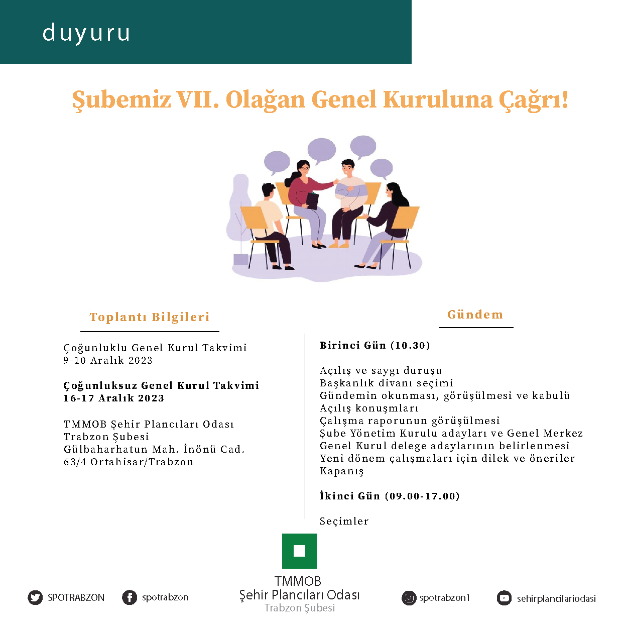 ŞUBEMİZ VII. DÖNEMİ OLAĞAN GENEL KURULU TAKVİMİ BELİRLENDİ.