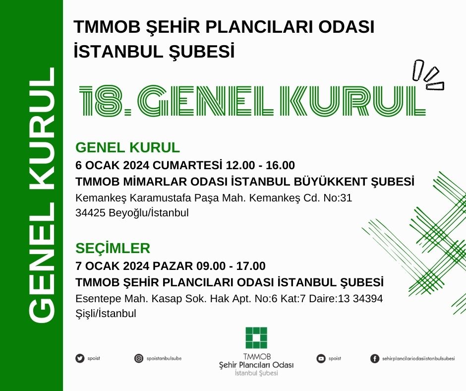 TMMOB ŞEHİR PLANCILARI ODASI İSTANBUL ŞUBE 18. GENEL KURULU!