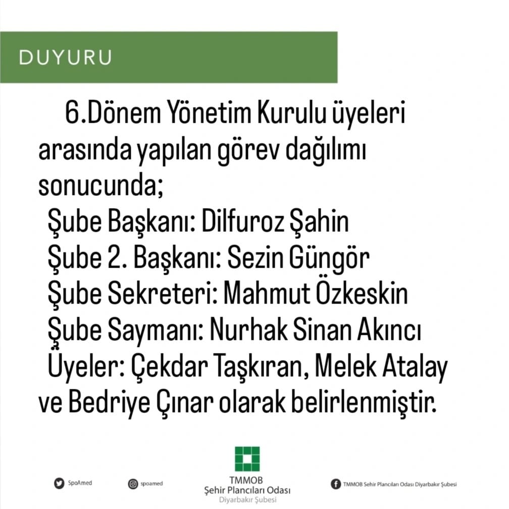 6. DÖNEM YÖNETİM KURULU GÖREV DAĞILIMI