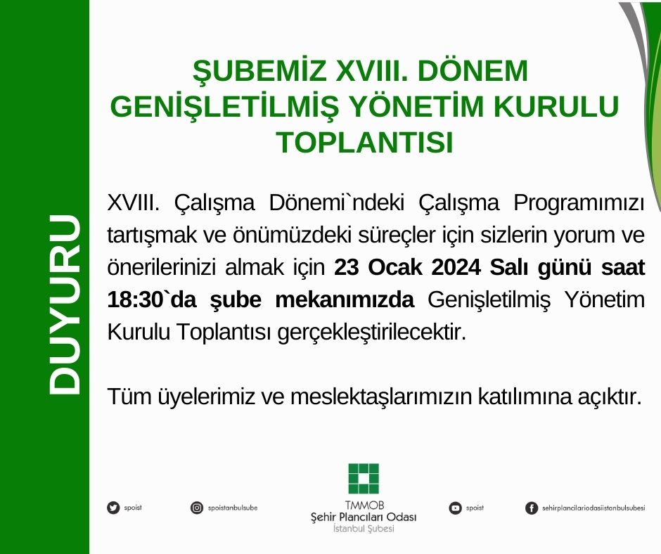 GENİŞLETİLMİŞ YÖNETİM KURULU TOPLANTISI`NA DAVET!