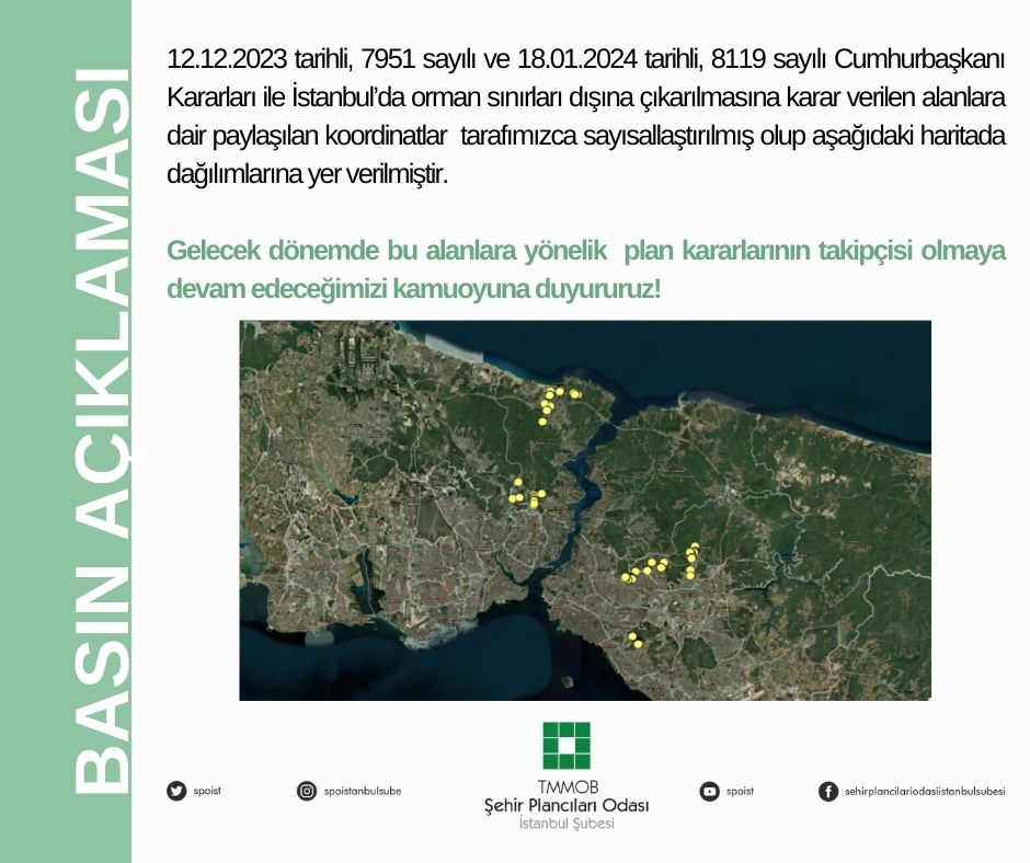 ORMAN SINIRI DIŞINA ÇIKARTILAN ALANLAR HK. BASIN AÇIKLAMAMIZ