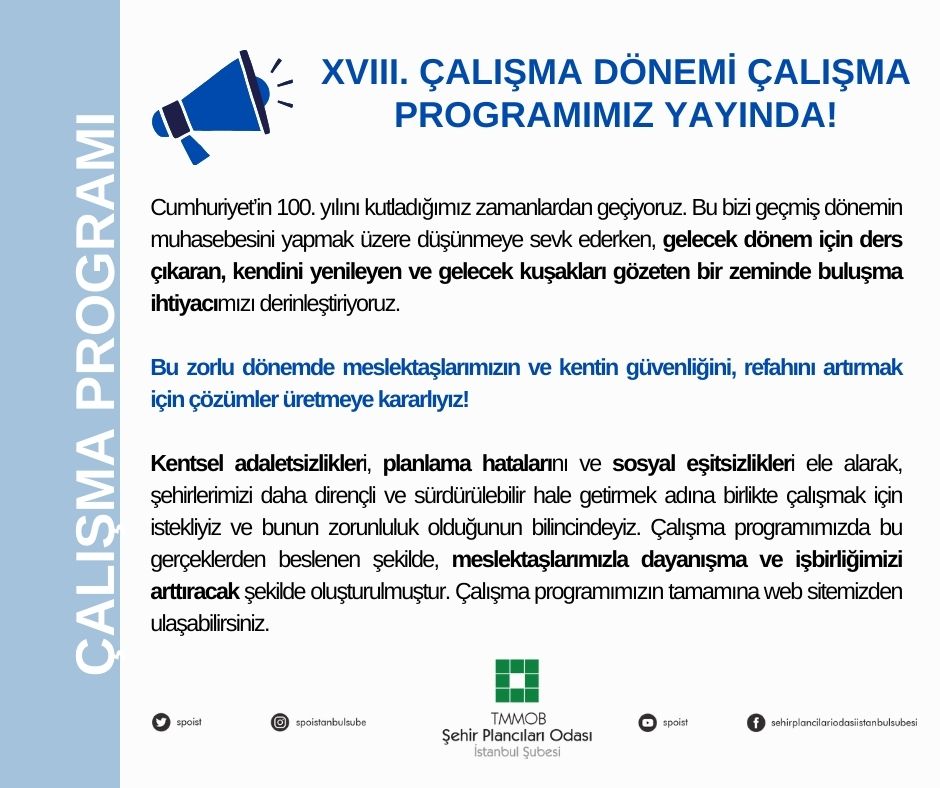 XVIII. ÇALIŞMA DÖNEMİ ÇALIŞMA PROGRAMIMIZ YAYINDA!