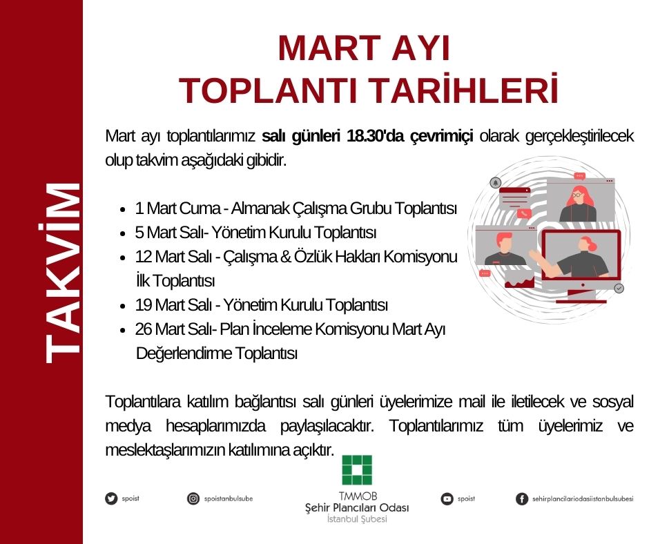 MART AYI TOPLANTI TARİHLERİMİZ!