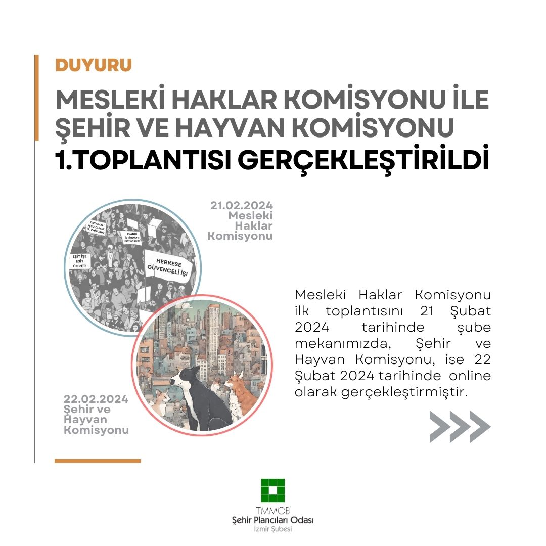 MESLEKİ HAKLAR KOMİSYONU İLE ŞEHİR VE HAYVAN KOMİSYONUN 1.TOPLANTILARI GERÇEKLEŞTİRİLDİ