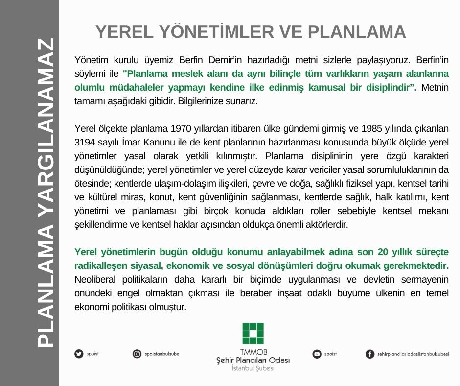 YEREL YÖNETİMLER VE PLANLAMA