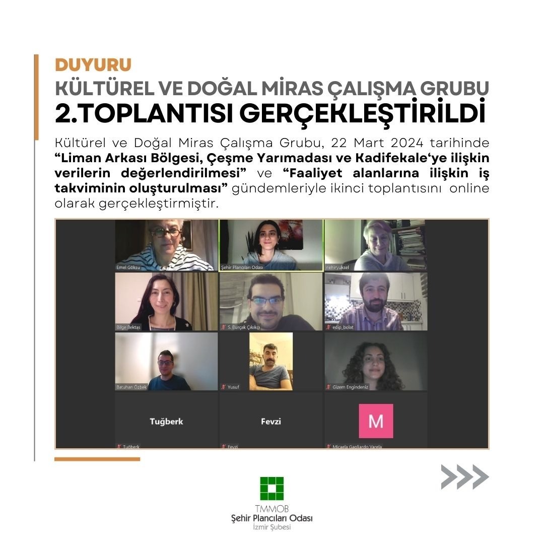 KÜLTÜREL VE DOĞAL MİRAS ÇALIŞMA GRUBU 2.TOPLANTISI GERÇEKLEŞTİRİLDİ