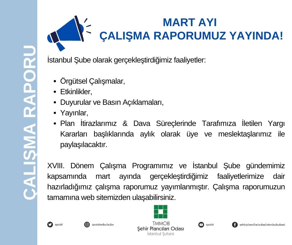MART AYI ÇALIŞMA RAPORUMUZ YAYIMLANDI