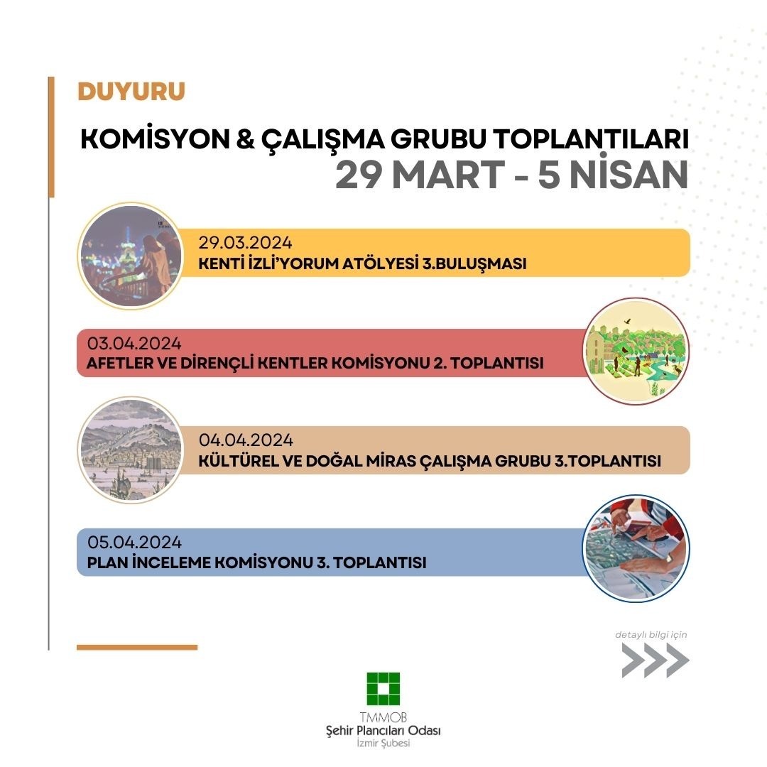 DUYURU: 29 MART - 5 NİSAN TARİHLERİ ARASINDA GERÇEKLEŞTİRİLEN KOMİSYON VE ÇALIŞMA GRUBU TOPLANTILARI