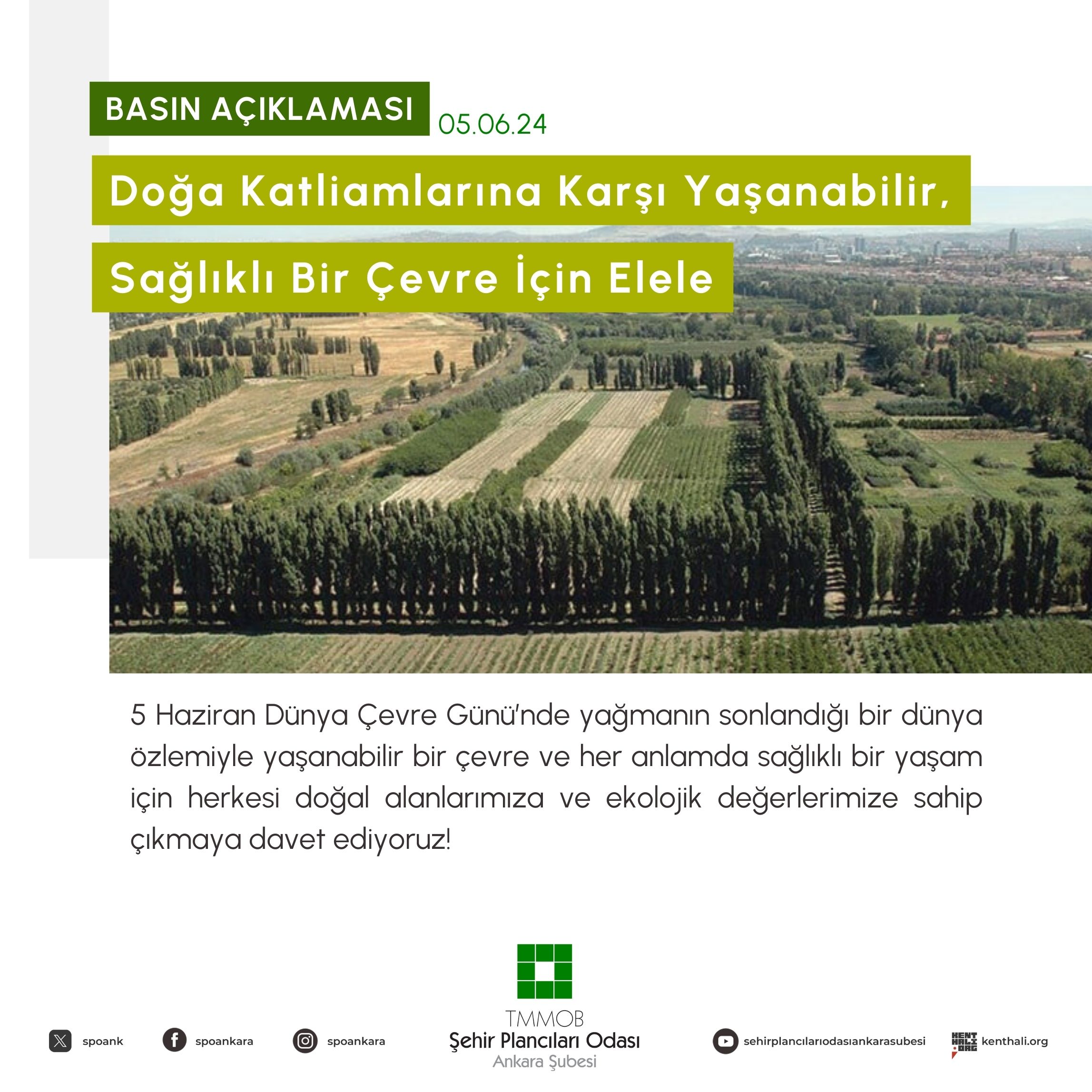 DOĞA KATLİAMLARINA KARŞI YAŞANABİLİR, SAĞLIKLI BİR ÇEVRE İÇİN EL ELE