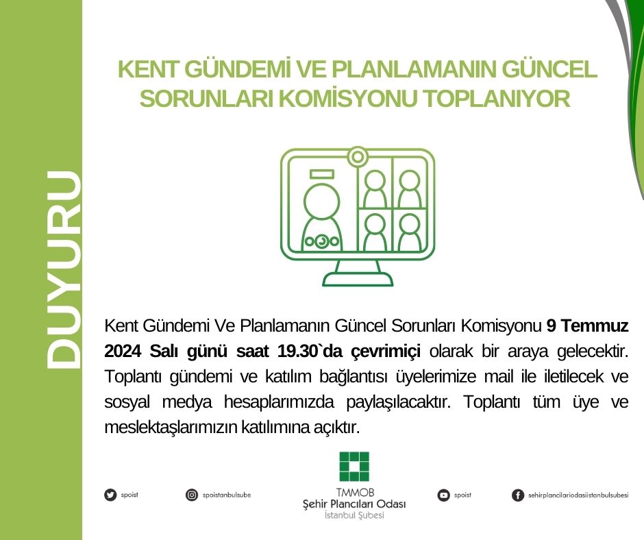KENT GÜNDEMİ VE PLANLAMANIN GÜNCEL SORUNLARI KOMİSYON TOPLANTISI