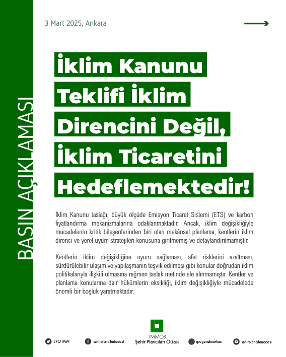 İKLİM KANUNU TEKLİFİ İKLİM DİRENCİNİ DEĞİL, İKLİM TİCARETİNİ HEDEFLEMEKTEDİR!