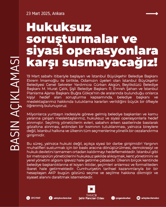 HUKUKSUZ SORUŞTURMALAR VE SİYASİ OPERASYONLARA KARŞI SUSMAYACAĞIZ!