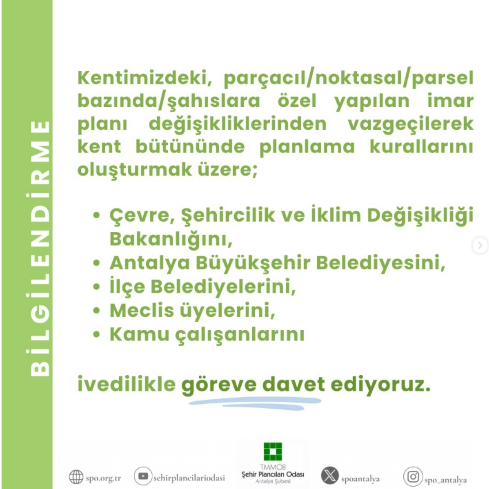 PARÇACIL PLANLARA İLİŞKİN AÇIK ÇAĞRI