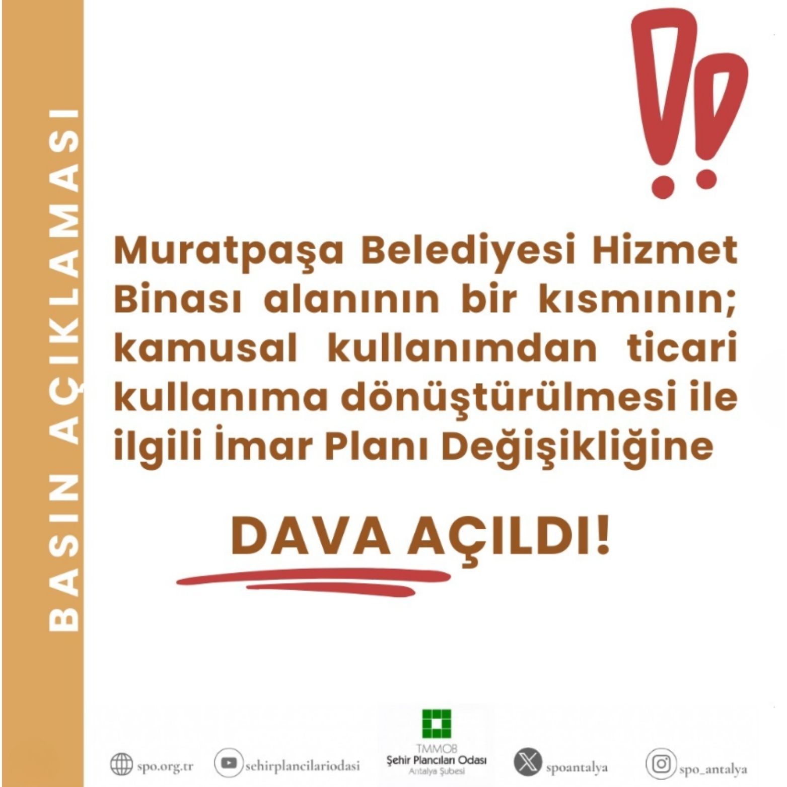 MURATPAŞA BELEDİYESİ HİZMET BİNASINA İLİŞKİN BASIN AÇIKLAMASI