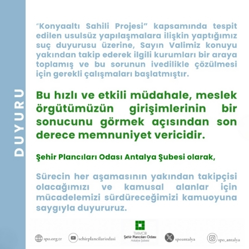 "KONYAALTI SAHİL PROJESİ" KAPSAMINDA DUYURU