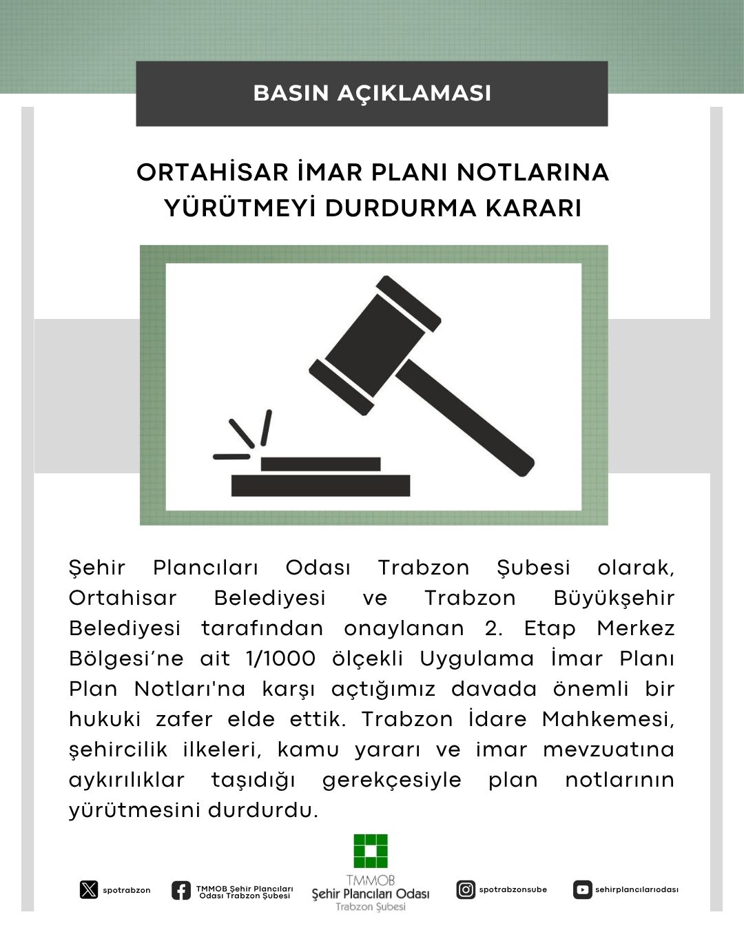 ORTAHISAR İMAR PLANI NOTLARINA YÜRÜTMEYI DURDURMA KARARI 