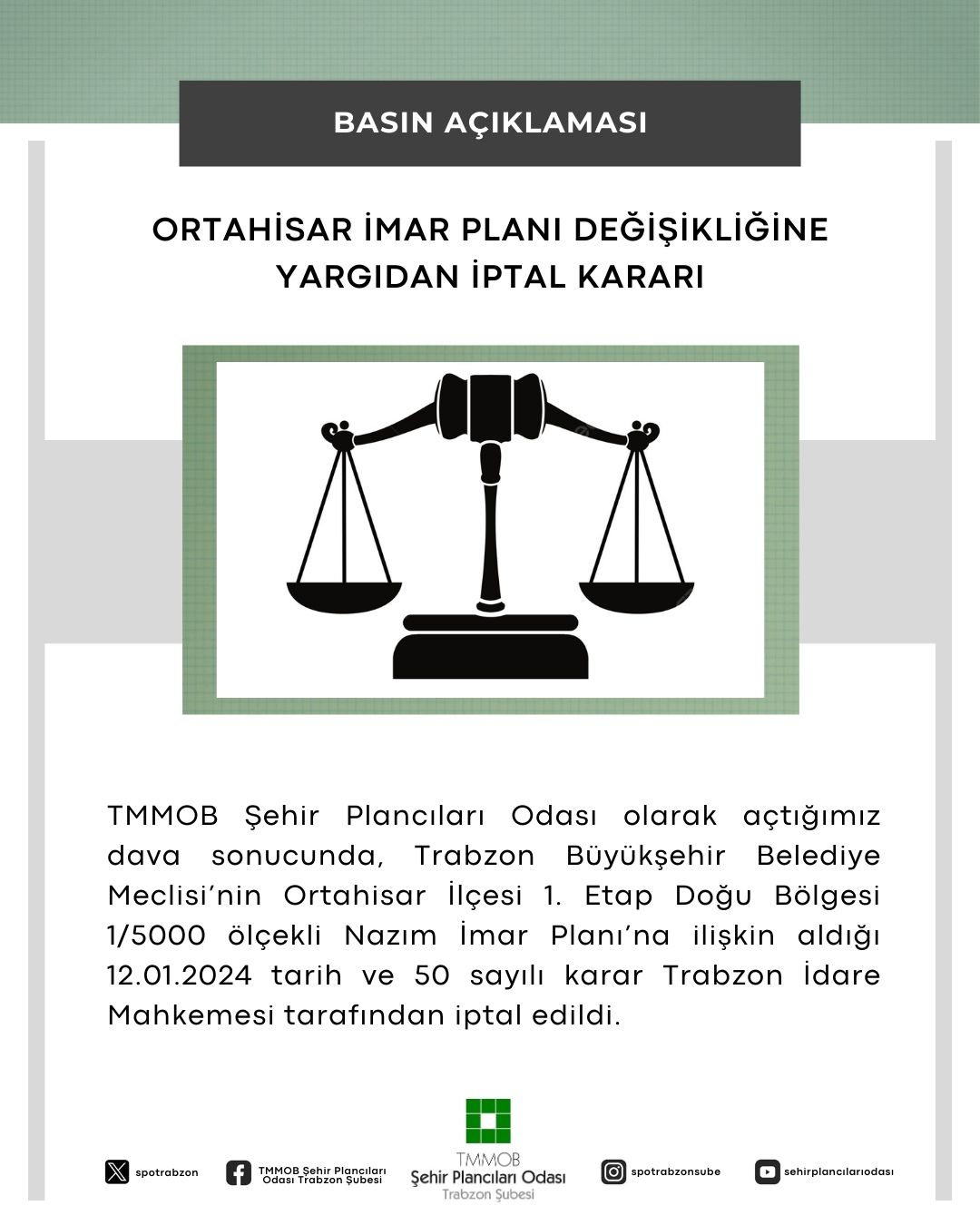 ORTAHİSAR İMAR PLANI DEĞİŞİKLİĞİNE YARGIDAN İPTAL KARARI