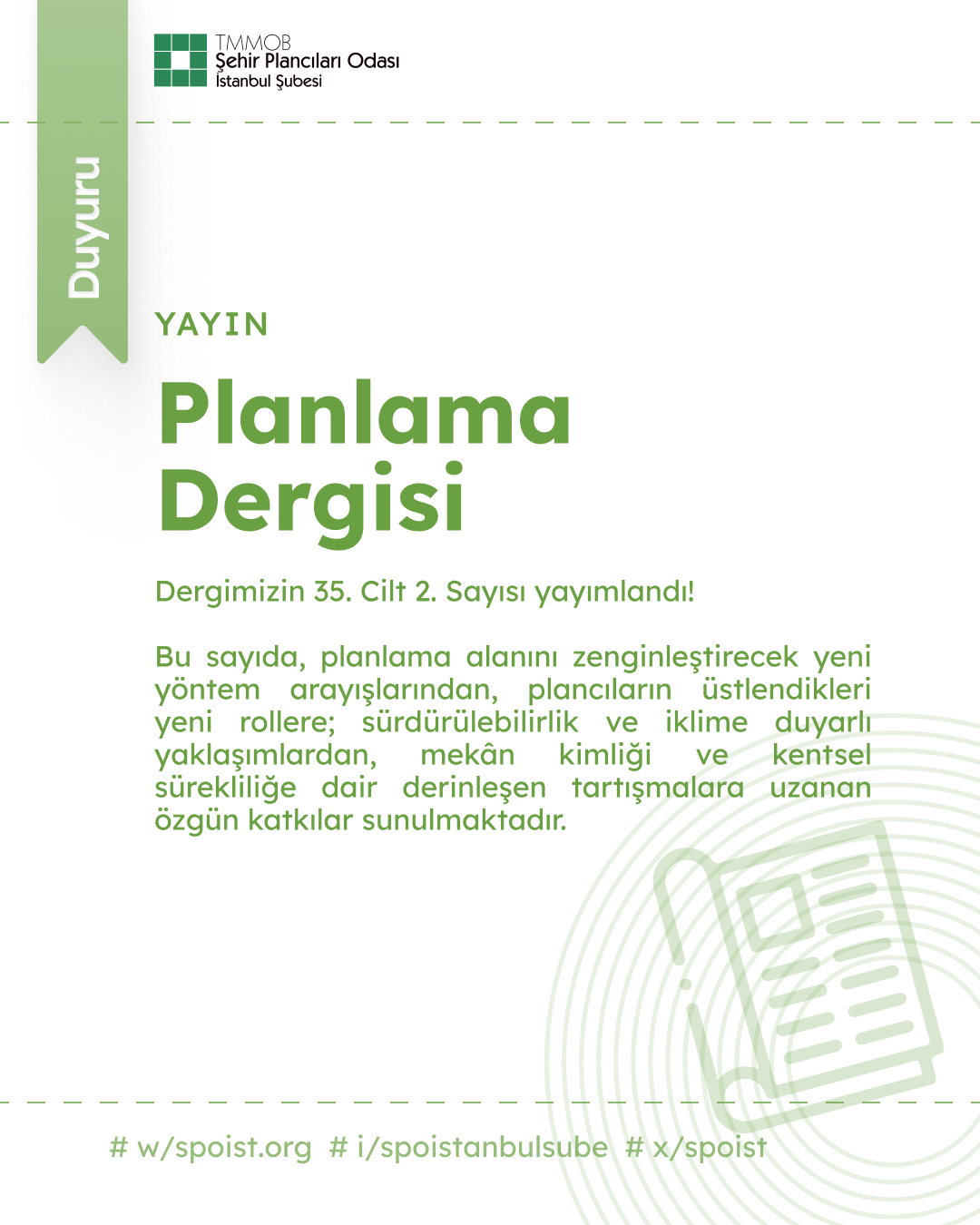PLANLAMA DERGİSİ - CİLT 35, SAYI 2 (2025) YAYIMLANDI!