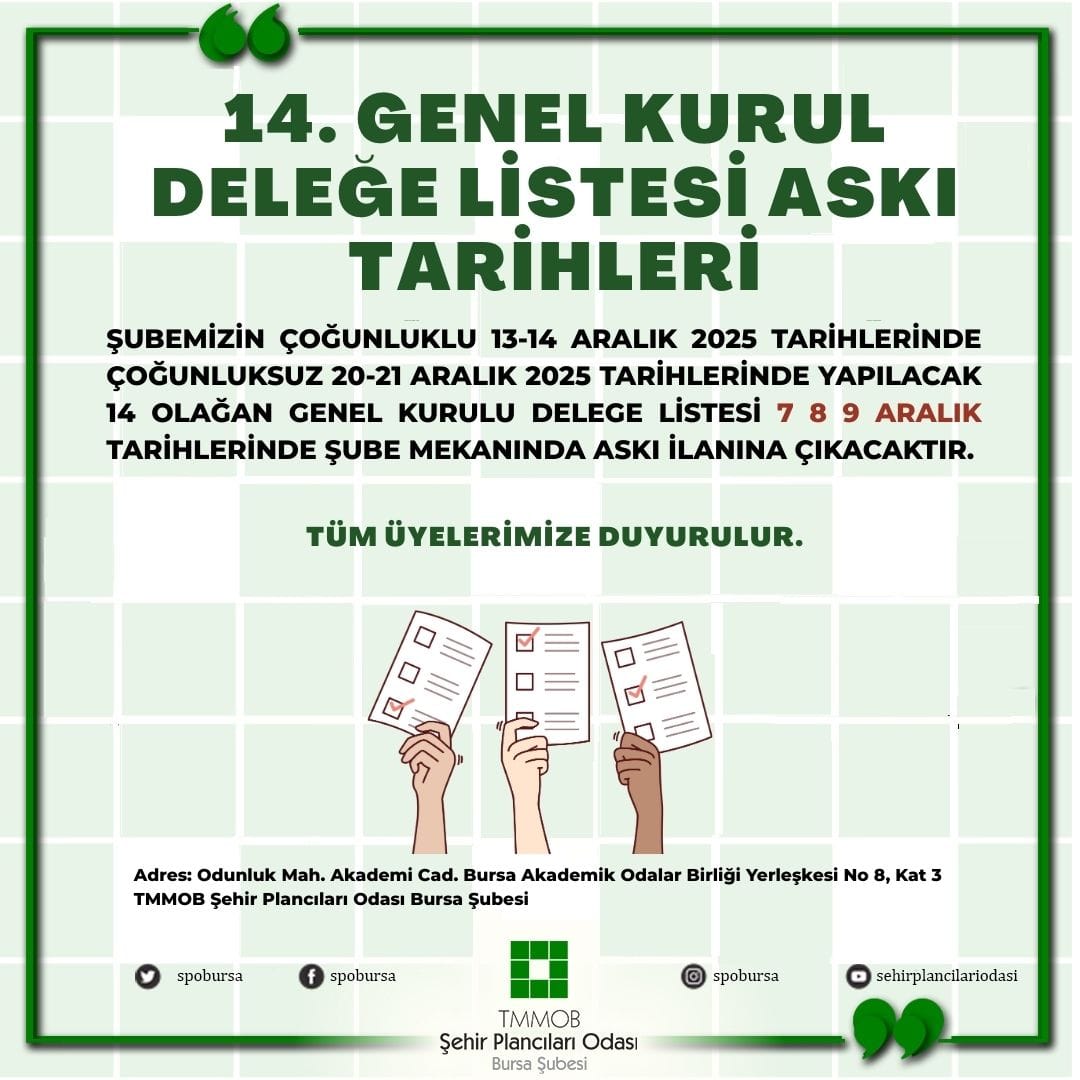 14. GENEL KURUL DELEĞE LİSTESİ ASKI TARİHLERİ