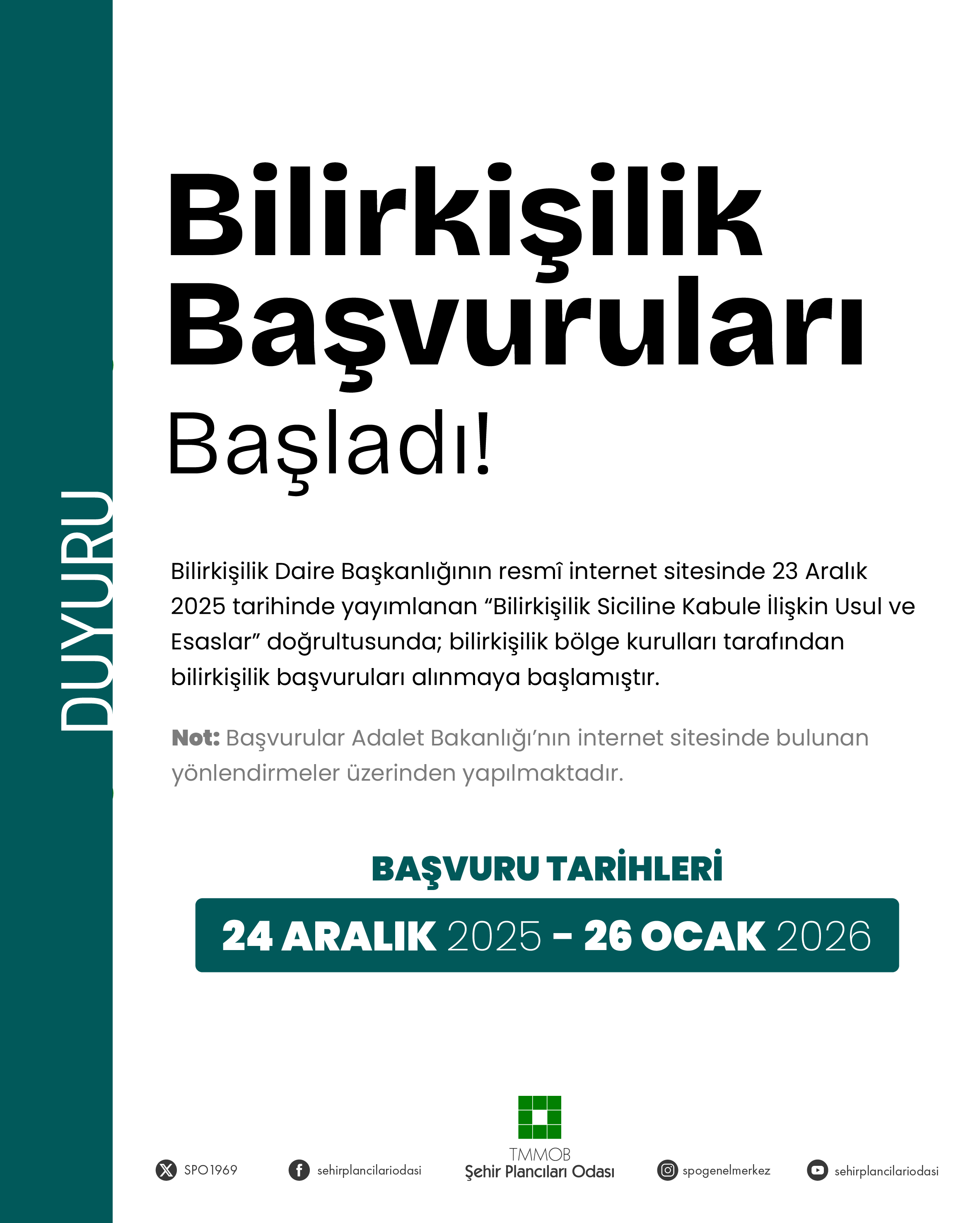 BİLİRKİŞİLİK BAŞVURULARI BAŞLADI